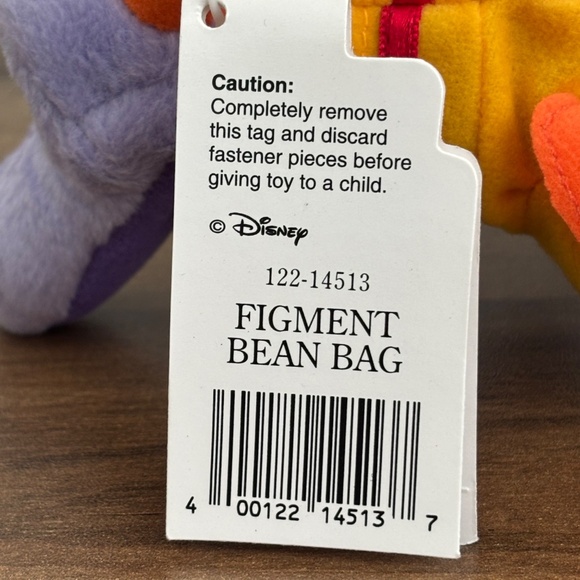 NWT VINTAGE Walt Disney World FIGMENT Bean Bag Plush EPCOT Purple Dragon Toy - Picture 12 of 12